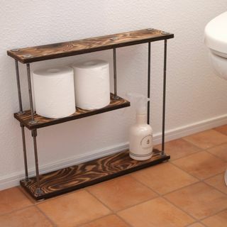 wood iron shelf 400*450*110〈ブラウン〉(トイレ収納)