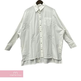 クロムハーツ(Chrome Hearts)のCHROME HEARTS Mahal Kita Shirt クロムハーツ マハルキタシャツ Y NOT レザークロスパッチ クロスボールボタン オーバーサイズ ホワイト サイズS 【240227】【中古-B】【me04】(シャツ)