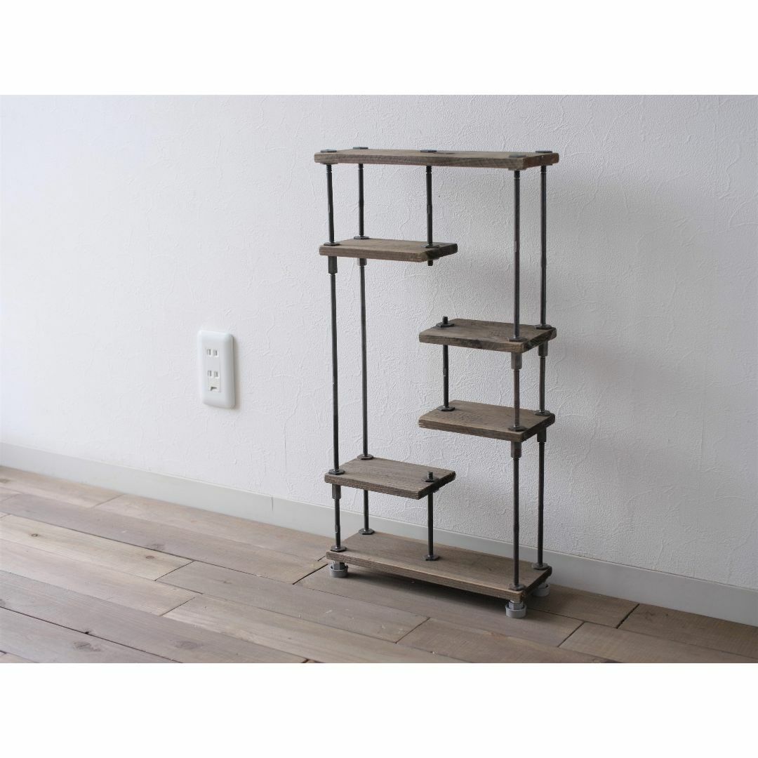 【SALE】wood iron shelf 565*300*90〈グレイッシュ インテリア/住まい/日用品の収納家具(棚/ラック/タンス)の商品写真