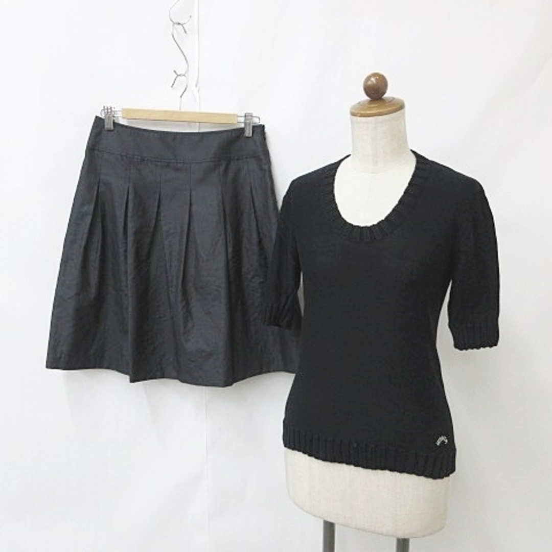 SONIA RYKIEL(ソニアリキエル)のソニアリキエル 22オクトーブル ニット スカート 2枚セット 五分袖 黒 38 レディースのトップス(ニット/セーター)の商品写真