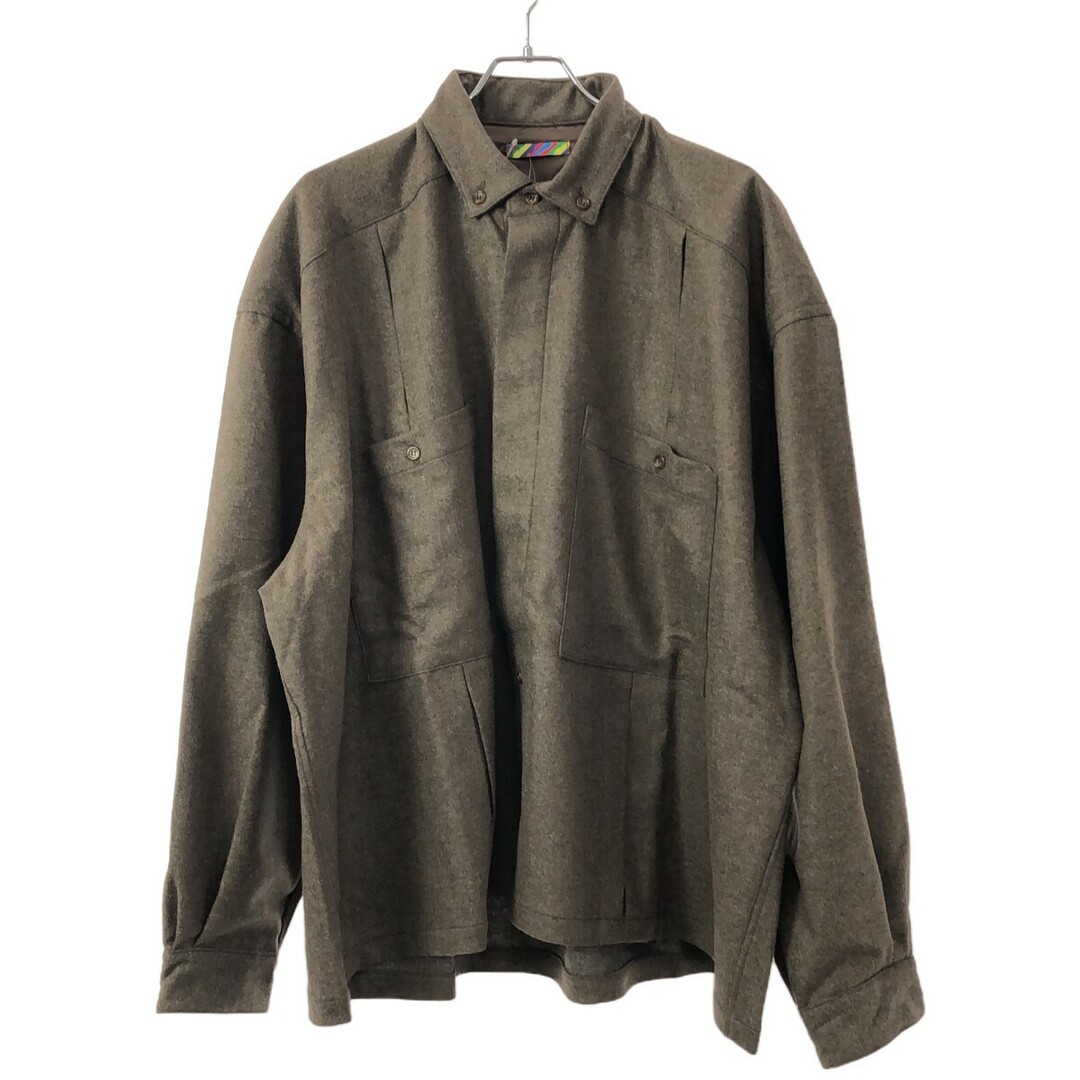 is-ness(イズネス)のis-ness イズネス WOOL BOX PLEATED SHIRT ウールボックスシャツ 1005AWSH01 ブラウン L メンズのトップス(シャツ)の商品写真