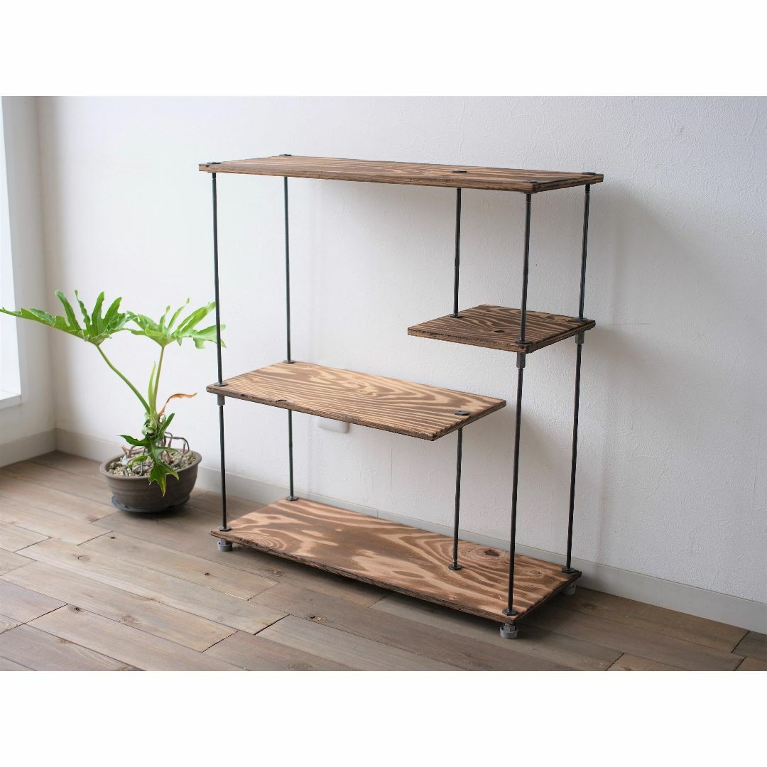 wood iron shelf 670*600*225〈ブラウン〉 インテリア/住まい/日用品の収納家具(リビング収納)の商品写真