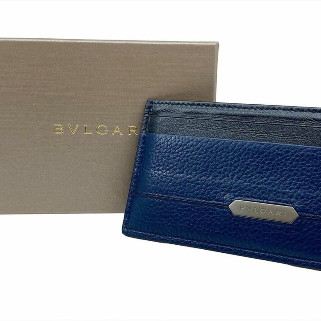 BVLGARI(ブルガリ)のBVLGARI ブルガリ カードケース 284685 レザー デニムサファイア/ブラック　ネイビー　メンズ　レディース　箱付き レディースのファッション小物(名刺入れ/定期入れ)の商品写真