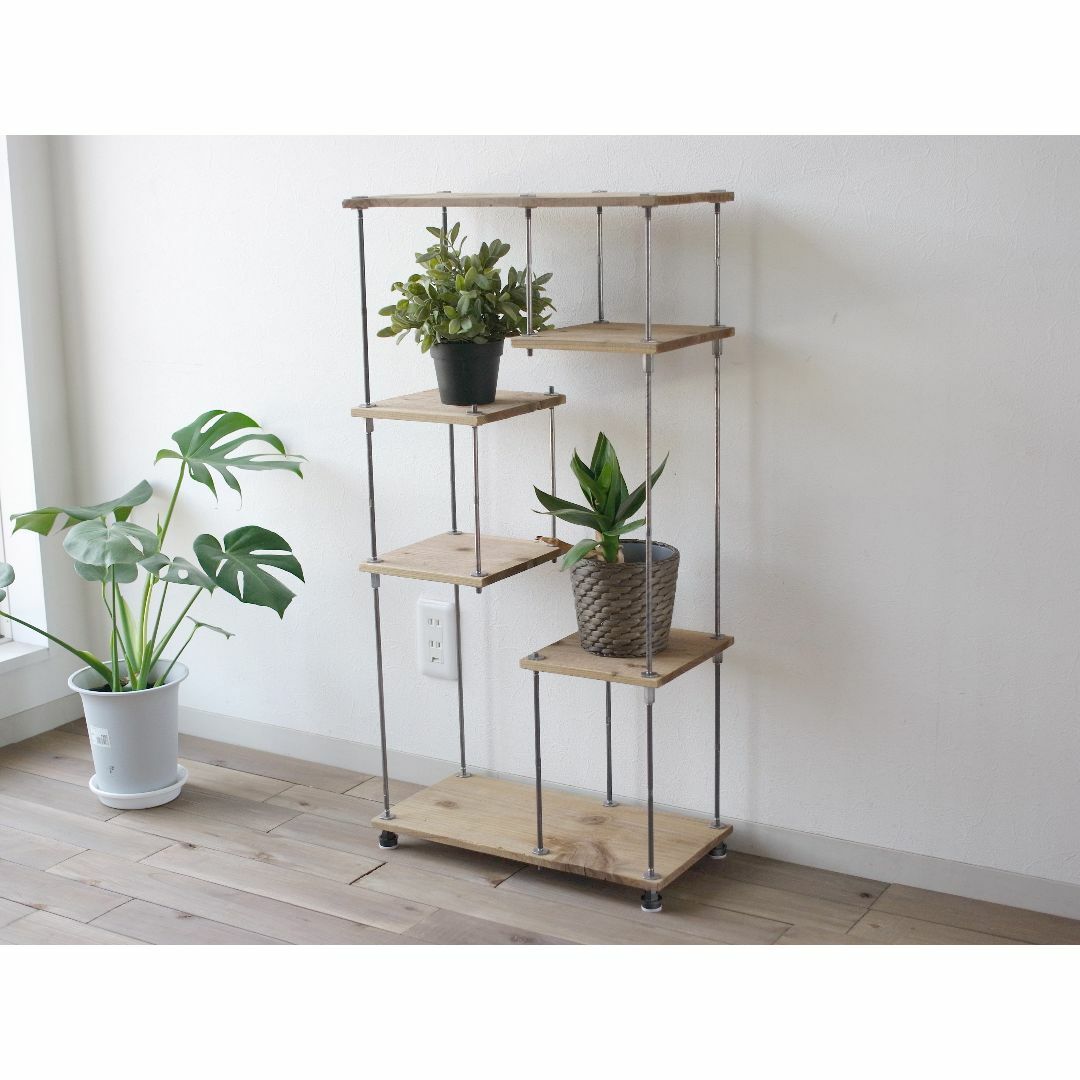 wood iron shelf 880*450*225〈ナチュラル色〉 インテリア/住まい/日用品の収納家具(本収納)の商品写真