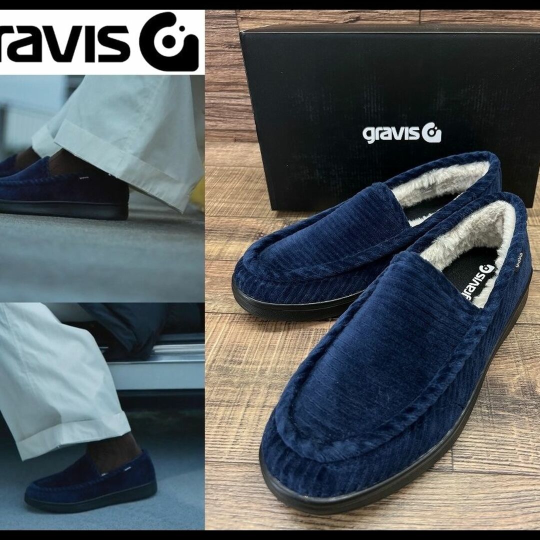 gravis(グラビス)のG② 新品 グラビス 25231 ジマー コーデュロイ スリッポン 紺 27.0 メンズの靴/シューズ(スリッポン/モカシン)の商品写真