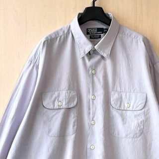 ポロラルフローレン　JAVA WORKSHIRT ワークシャツ　古着　2ポケット(Tシャツ/カットソー(七分/長袖))