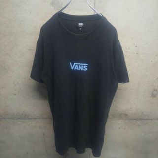 ヴァンズ(VANS)のVANS バンズ　ロゴ Tシャツ M ブラック 古着　ヴァンズ　黒×水色(Tシャツ/カットソー(半袖/袖なし))