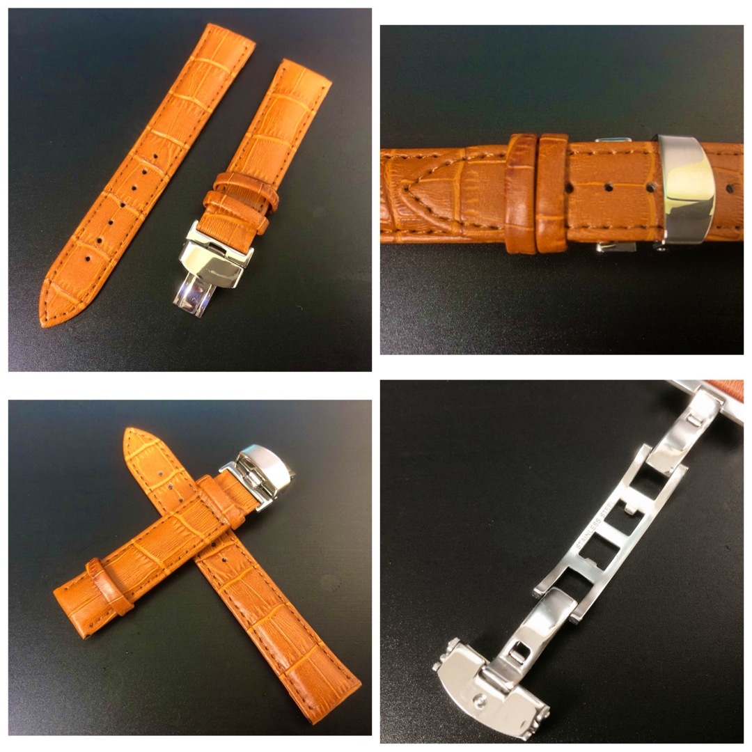 時計ベルト 時計バンド Dバックル　レザーベルト　カーフ革　クロコダイル型押し メンズの時計(レザーベルト)の商品写真