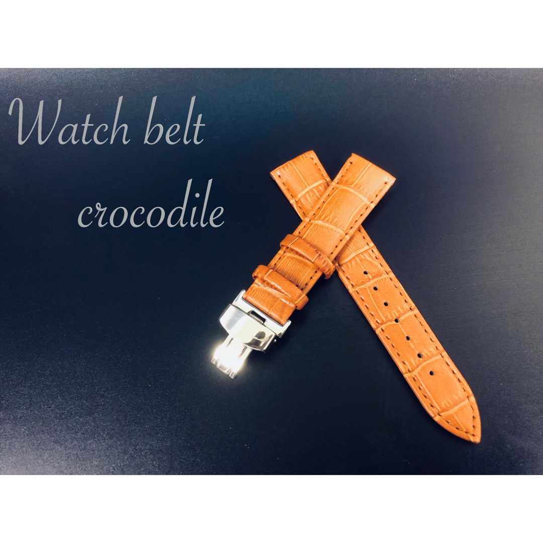 時計ベルト 時計バンド Dバックル　レザーベルト　カーフ革　クロコダイル型押し メンズの時計(レザーベルト)の商品写真