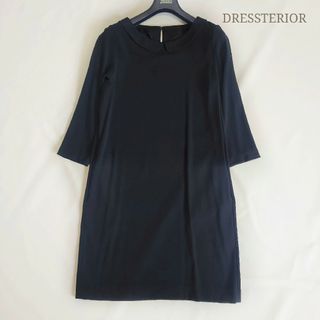 ドレステリア(DRESSTERIOR)のドレステリア 襟つき7分袖ワンピース 膝丈 ストレッチ 日本製 38(M)(ひざ丈ワンピース)