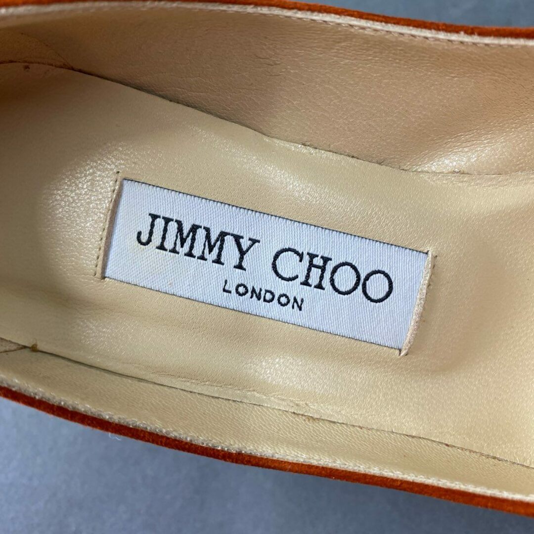 JIMMY CHOO(ジミーチュウ)の2b29 JIMMY CHOO ジミーチュウ スエードレザー ヒールパンプス 35 1/2 オレンジ シューズ イタリア製 セレモニー パーティ レディースの靴/シューズ(ハイヒール/パンプス)の商品写真