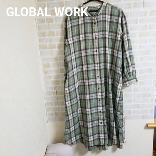 グローバルワーク(GLOBAL WORK)のGLOBAL WORK チェックシャツワンピース(ロングワンピース/マキシワンピース)