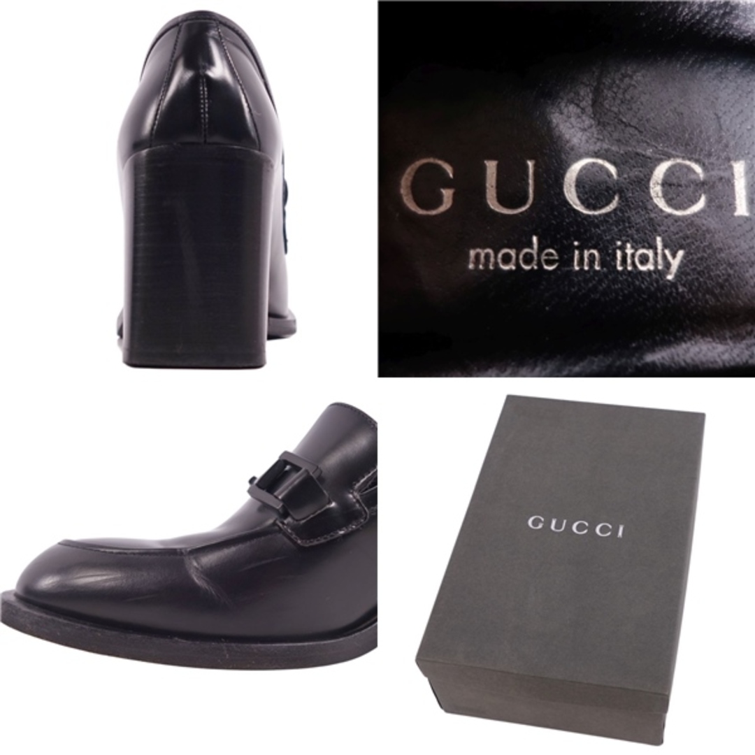 Gucci(グッチ)のグッチ GUCCI ローファー モカシン ヒール ホースビット カーフレザー シューズ レディース 7.5B(24.5cm相当) ブラック レディースの靴/シューズ(ローファー/革靴)の商品写真