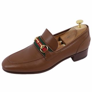 グッチ(Gucci)の未使用 グッチ GUCCI ローファー モカシン ホースビット シェリーライン カーフレザー シューズ メンズ 8(27.0cm相当) ブラウン(ドレス/ビジネス)