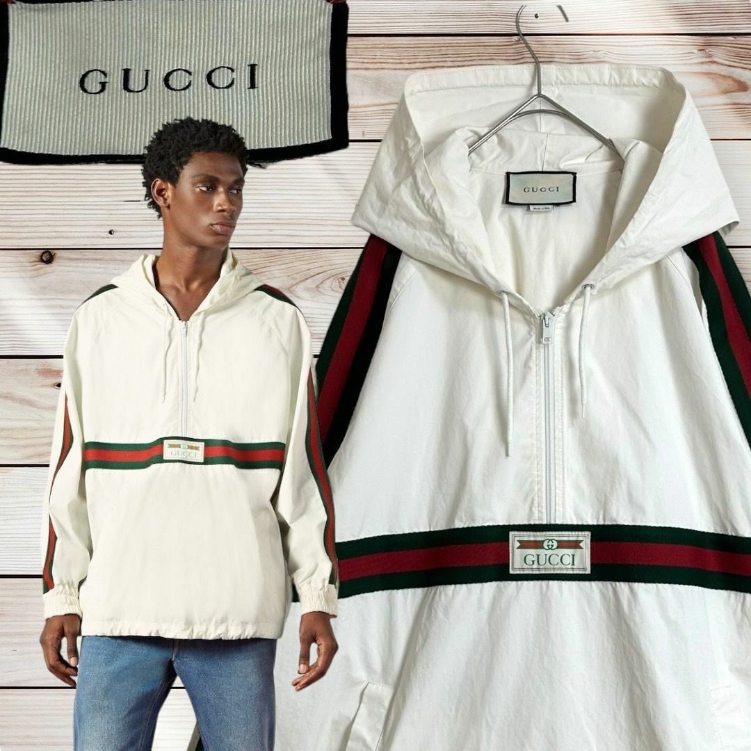 Gucci(グッチ)の☆超人気デザイン☆GUCCI ウィンドブレーカー シェリーライン パーカー 48 メンズのジャケット/アウター(ナイロンジャケット)の商品写真