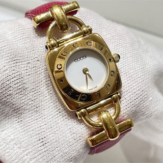 グッチ(Gucci)のGUCCI♦︎グッチ 腕時計 純正ベルト6300L ピンク ゴールドカラー(腕時計)