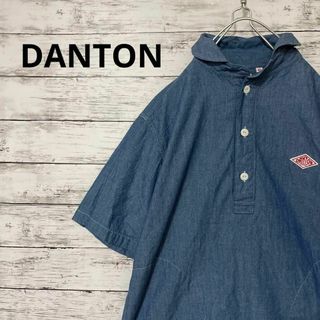 ダントン(DANTON)のDANTON シャンブレープルオーバーシャツ 半袖シャツ 丸襟 ワンポイント(Tシャツ/カットソー(半袖/袖なし))