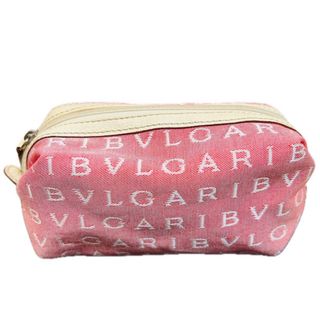 BVLGARI - 【美品】BVLGARI ポーチ ロゴマニア ピンク キャンバス