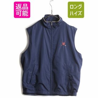 Ralph Lauren - 90s ポロ ゴルフ ラルフローレン フルジップ ナイロン ベスト メンズ L オールド POLO GOLF 前開き 重ね着 メッシュ ライナー付き 薄手 紺