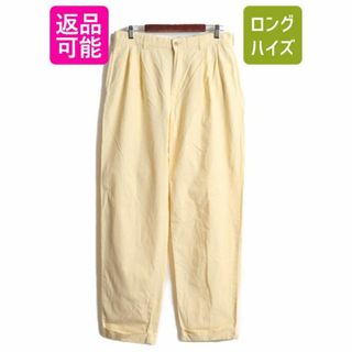 ラルフローレン(Ralph Lauren)の90s ポロ ラルフローレン コットン チノ パンツ メンズ 34 32 / 古着 POLO 90年代 オールド ストレート スラックス ツータック チノパン 黄(チノパン)