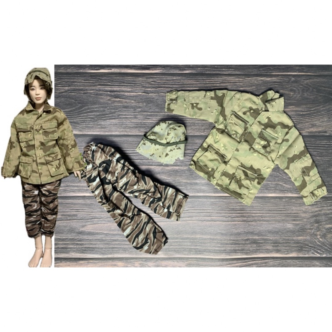 ドール服☆ミリタリー3点セット☆帽子☆ジャケット☆パンツ☆1 ドール服☆ミリタリー3点セット☆帽子☆ジャケット☆パンツ☆1