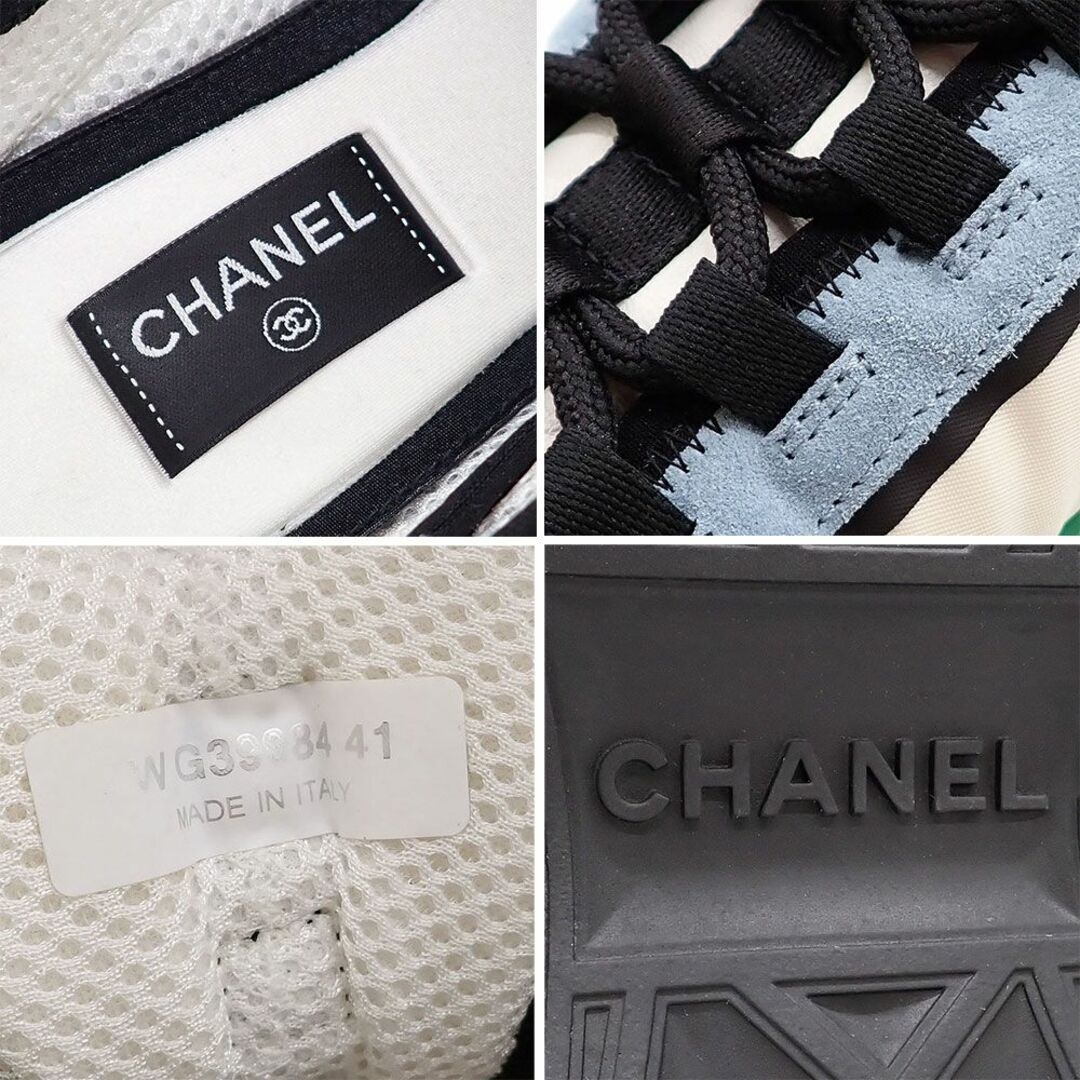 CHANEL(シャネル)の未使用品 シャネル スニーカー ココマーク G39984 Y56536 ファブリック カーフスキン 41 25.5cm アイボリー グリーン ライトブルー ユニセックス レディースの靴/シューズ(スニーカー)の商品写真