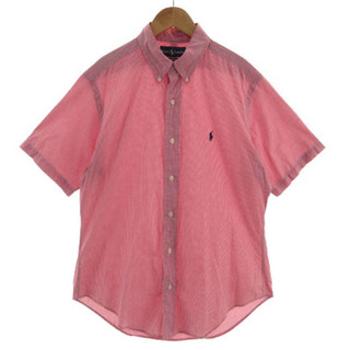 ラルフローレン(Ralph Lauren)のRALPH LAUREN シャツ ポニー刺繍 半袖 ギンガムチェック 赤 白 L(シャツ)
