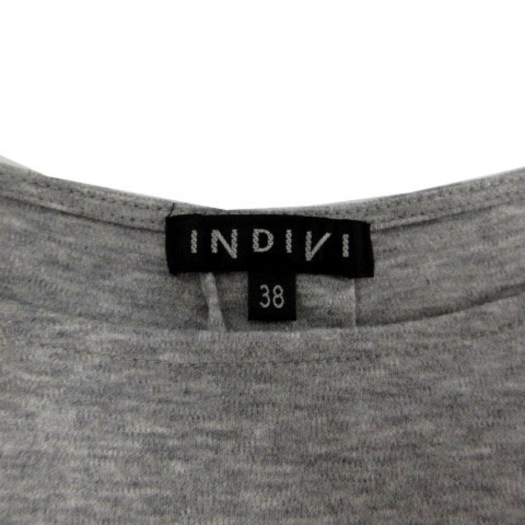 INDIVI(インディヴィ)のINDIVI ブロッキングシルケットスムースカットソー グレー ピンク 白 38 レディースのトップス(カットソー(半袖/袖なし))の商品写真