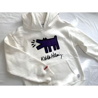 キースヘリング(KEITH HARING)のkeithharing キースヘリング 裏起毛 パーカー XL 14/16 白(パーカー)