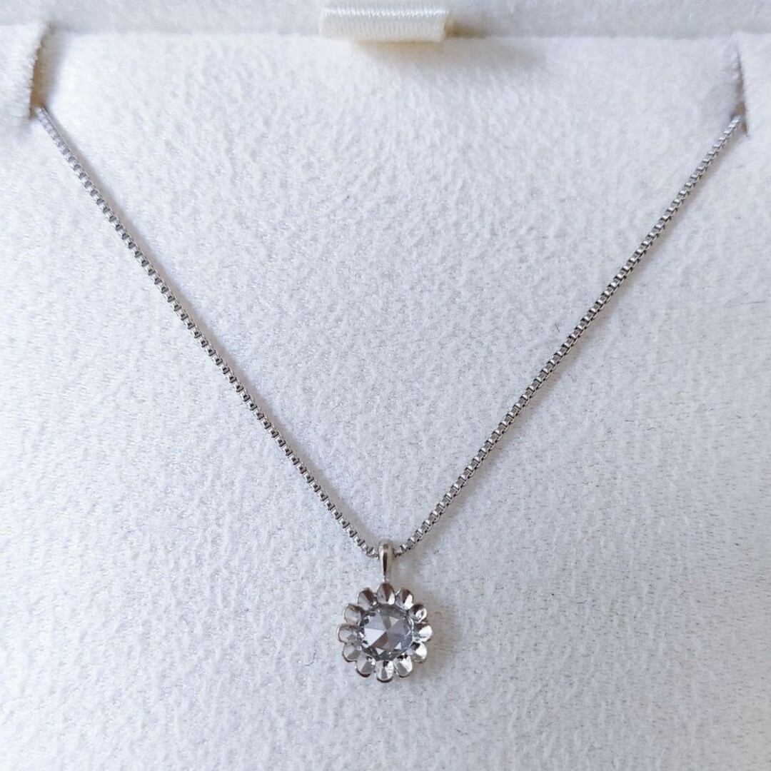 アガット ローズカット ダイヤモンド ネックレス K18WG 0.10ct アガット ローズカット ダイヤモンド ネックレス K18WG 0.10ct