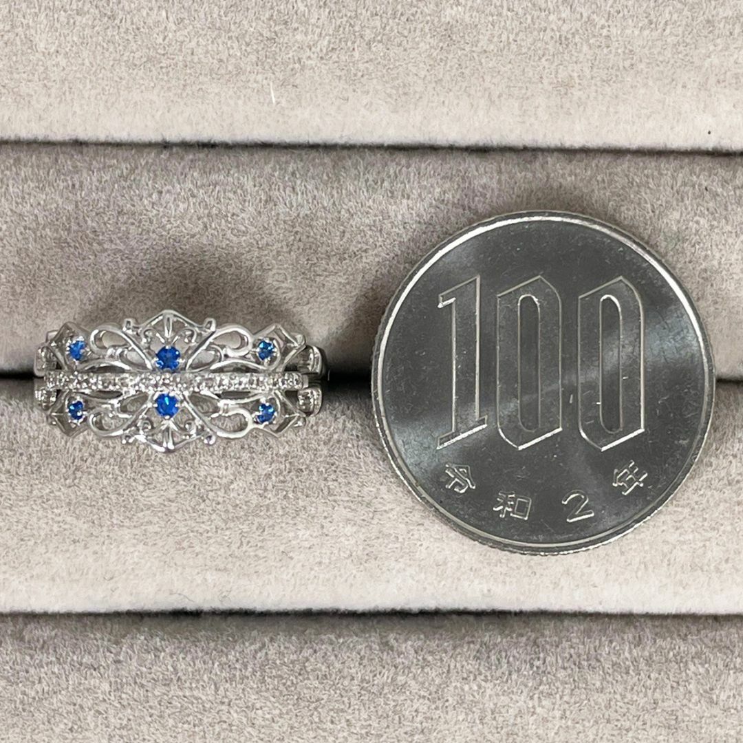 PT900 天然アウイナイト 0.04ct ダイヤモンド 0.10ct リング レディースのアクセサリー(リング(指輪))の商品写真