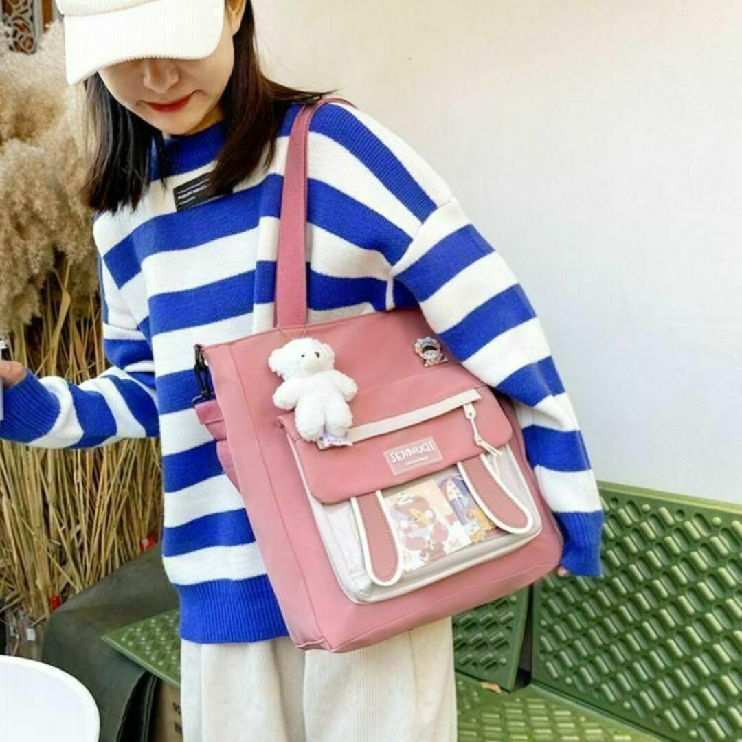 可愛いトートバッグ ショルダーバッグ♡韓国風レディースバッグ♡痛バッグ♡濃ピンク レディースのバッグ(ショルダーバッグ)の商品写真