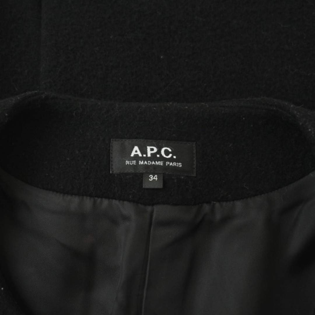 A.P.C(アーペーセー)のアーペーセー ノーカラーコート アウター ロング丈 ウール 34 XS 黒 レディースのジャケット/アウター(その他)の商品写真