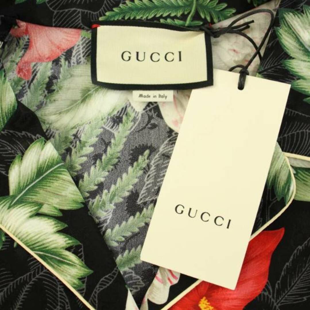 Gucci(グッチ)のグッチ ハワイアンプリントシルクシャツ ブラウス 半袖 花柄 絹 36 XXS レディースのトップス(シャツ/ブラウス(半袖/袖なし))の商品写真