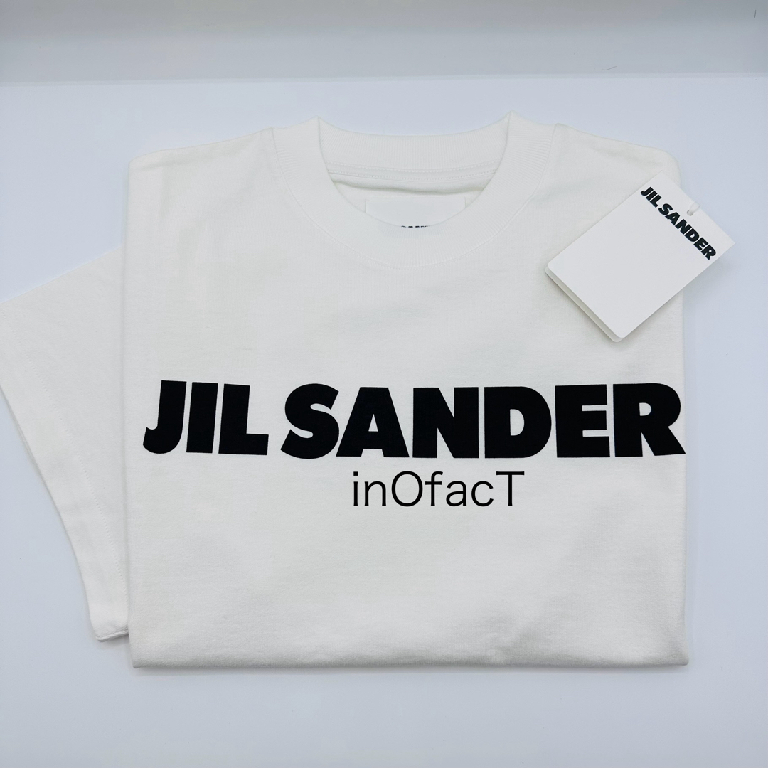 Jil Sander(ジルサンダー)のM ホワイト Jil Sander プリントロゴ コットンジャージー Tシャツ レディースのトップス(Tシャツ(半袖/袖なし))の商品写真