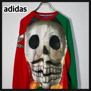 オリジナルス(Originals（adidas）)のアディダス】スウェット　ドクロガイコツ　トレフォイル　肩ロゴ　グリーン裏毛15K(トレーナー/スウェット)