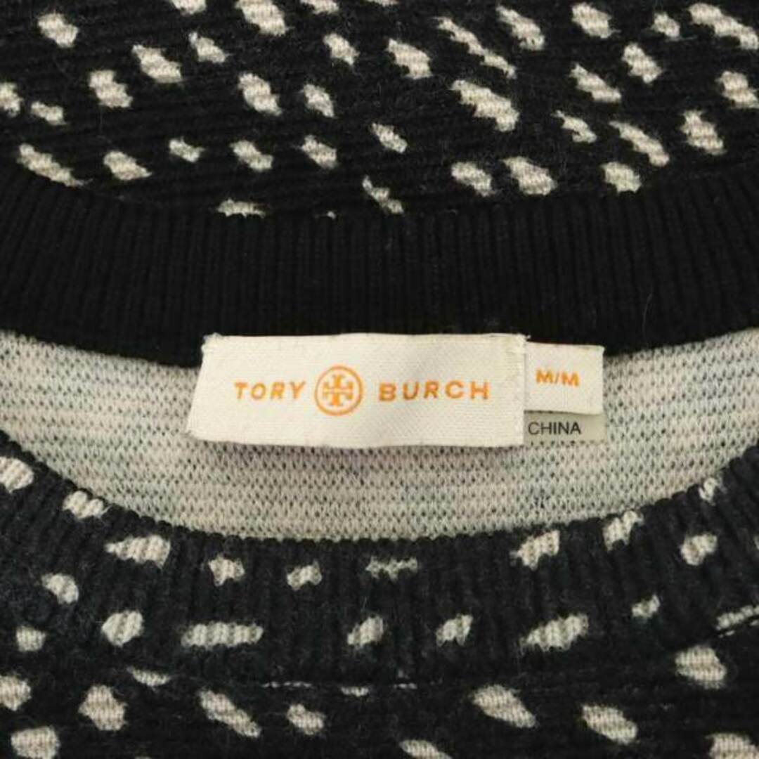 Tory Burch(トリーバーチ)のTORY BURCH ドット柄切替クルーネックニット プルオーバー M 黒 レディースのトップス(ニット/セーター)の商品写真