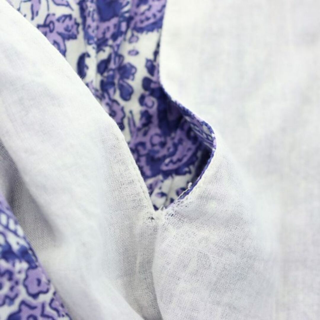 ヌキテパ アラベスク ワンピース ロング 総柄 長袖 M 紫 青 白 レディースのワンピース(ロングワンピース/マキシワンピース)の商品写真