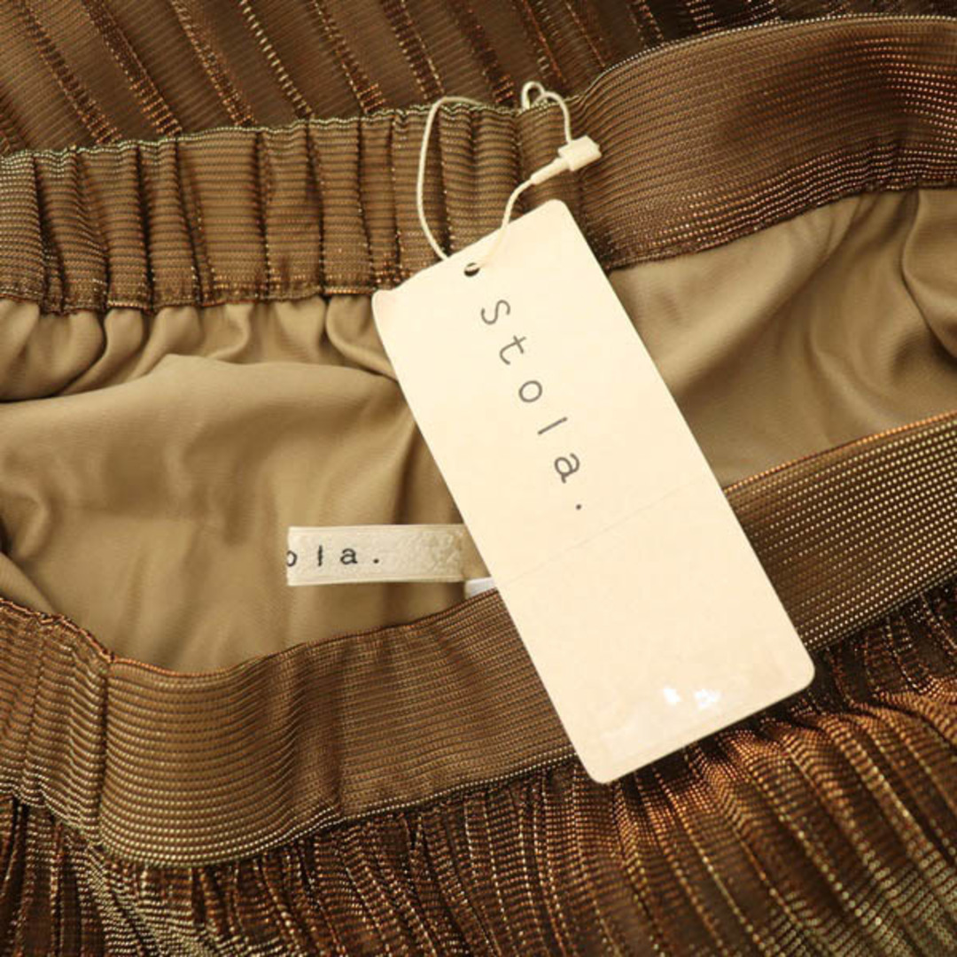 Stola.(ストラ)のストラ Stola. 22AW プリーツスカート ロング ラメ 38 茶 レディースのスカート(ロングスカート)の商品写真