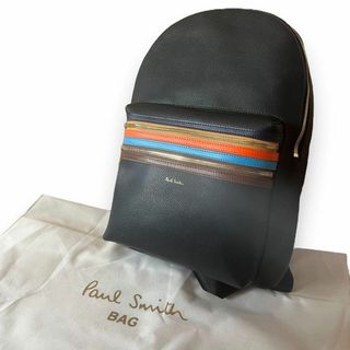 ポールスミス(Paul Smith)の新品未使用　ポールスミス　マルチストライプ　牛革　バックパック　ネイビー(リュック/バックパック)