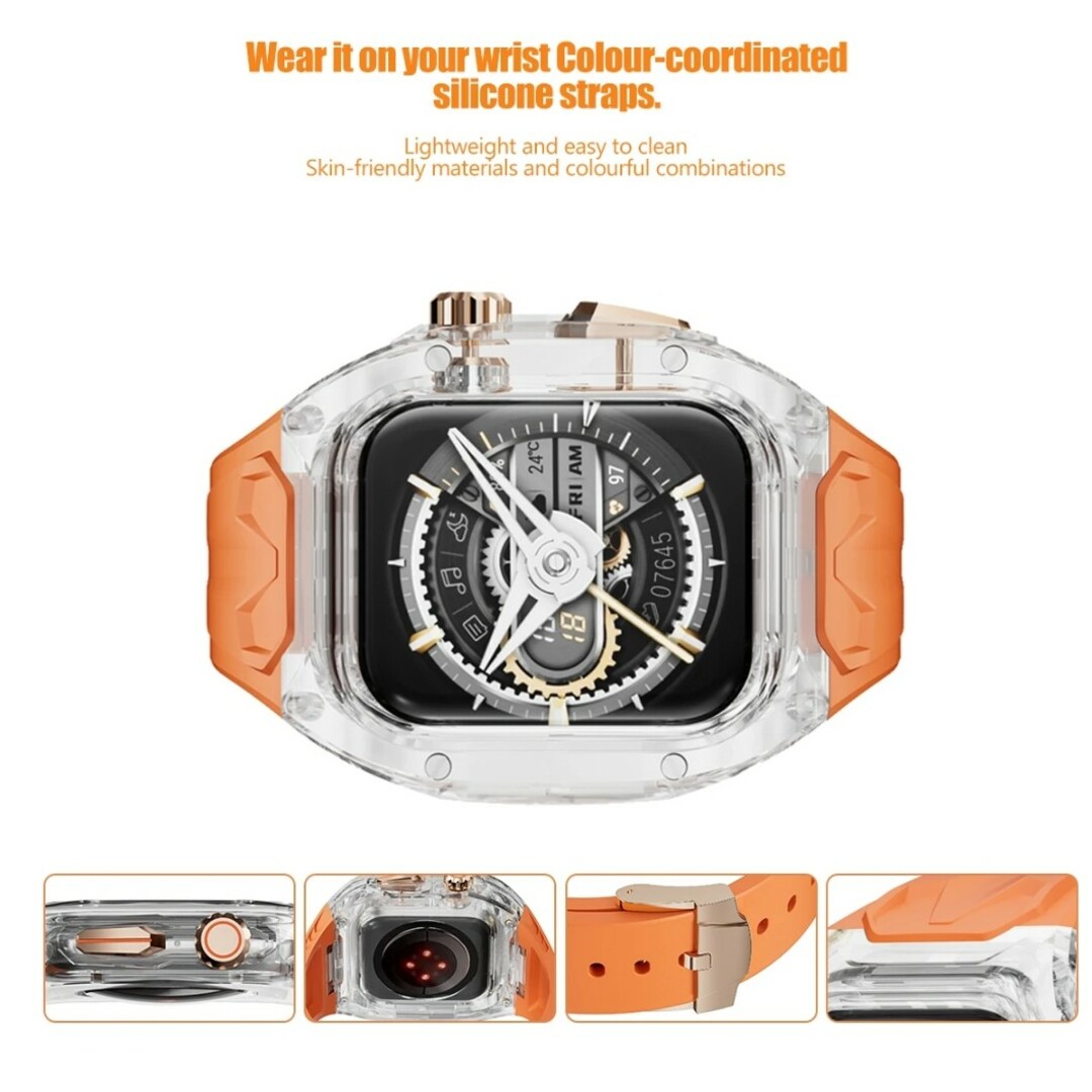 Apple Watch用 ラバーベルト カスタム ブラック+クリアスモーク メンズの時計(ラバーベルト)の商品写真