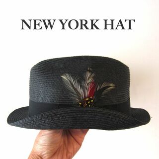 美品　NEW YORK HAT／ニューヨークハット★ 羽根付き　中折れハット