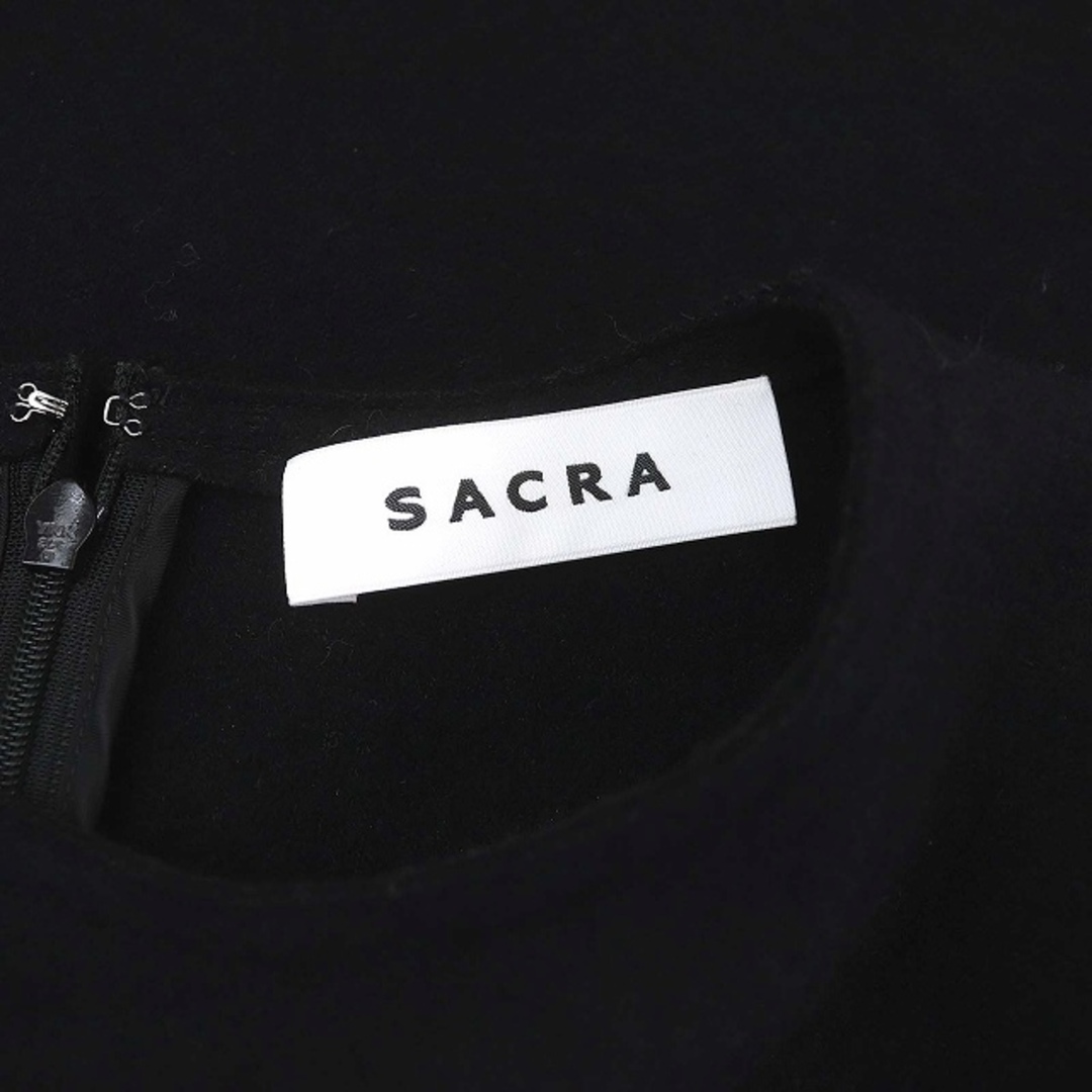 SACRA(サクラ)のサクラ ブークレ ミドル ウール プルオーバー チュニック 長袖 38 ブラック レディースのトップス(チュニック)の商品写真