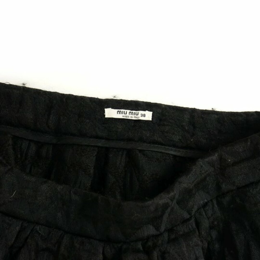 miumiu(ミュウミュウ)のミュウミュウ miumiu ジャガード スカート ひざ丈 フレア 台形 38 黒 レディースのスカート(その他)の商品写真
