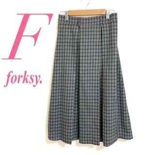 フォルクシー　フレアスカート　F　グリーン　グレー　オレンジ　チェック　きれいめ(ロングスカート)