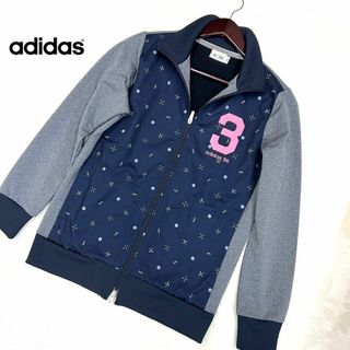 アディダス(adidas)の☆美品☆【アディダス ゴルフウェア ジャケット ジャージ レディースＭネイビー】(ウエア)