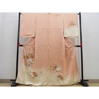 平和屋野田店■訪問着　扇面春秋花文　暈し染め　金彩　逸品　n-cw0881(着物)