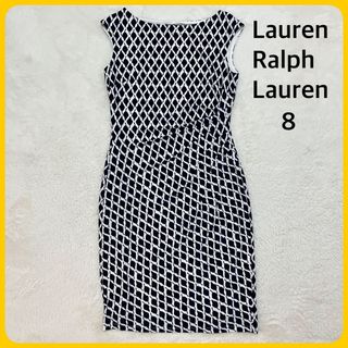 ラルフローレン(Ralph Lauren)の未使用級 ラルフローレン ストレッチ 総柄 ノースリーブ ワンピース(ひざ丈ワンピース)