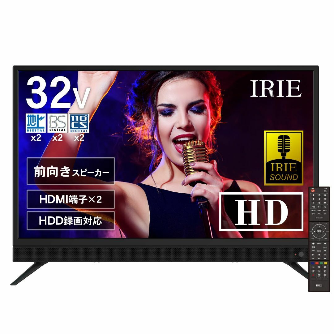 【色: ブラック】テレビ 32型 サウンドバー スピーカー搭載 ダブルチューナー スマホ/家電/カメラのテレビ/映像機器(テレビ)の商品写真