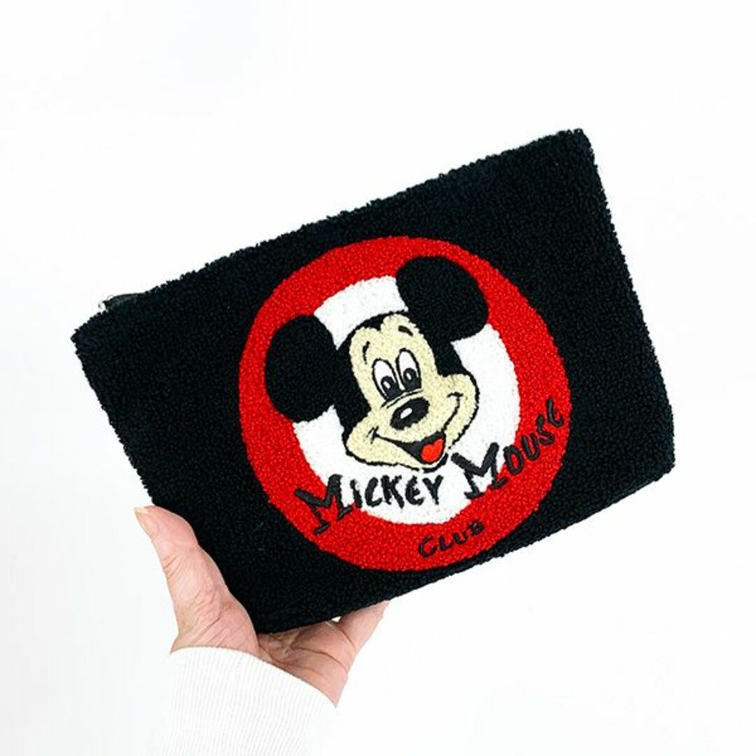 Disney(ディズニー)のディズニー ミッキー サガラポーチ ブラック ポーチ 小物入れ 学校 オフィス レディースのファッション小物(ポーチ)の商品写真